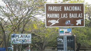Sign pointing to Parque Nacional Marino Las Baulas