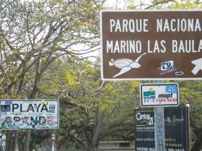Sign pointing to Parque Nacional Marino Las Baulas